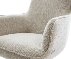 FreischwingerHeira-Flex mit Armlehnen Webstoff Soft Beige Freischwinger flach Effektfinish Titan Taschenfederkern Sofort versandfertig