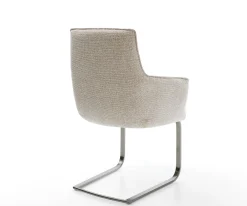 FreischwingerHeira-Flex mit Armlehnen Webstoff Soft Beige Freischwinger flach Graphit Taschenfederkern Sofort versandfertig