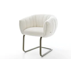 FreischwingerJada-Flex Bouclé Soft Beige Freischwinger flach Effektfinish Titan Taschenfederkern Sofort versandfertig