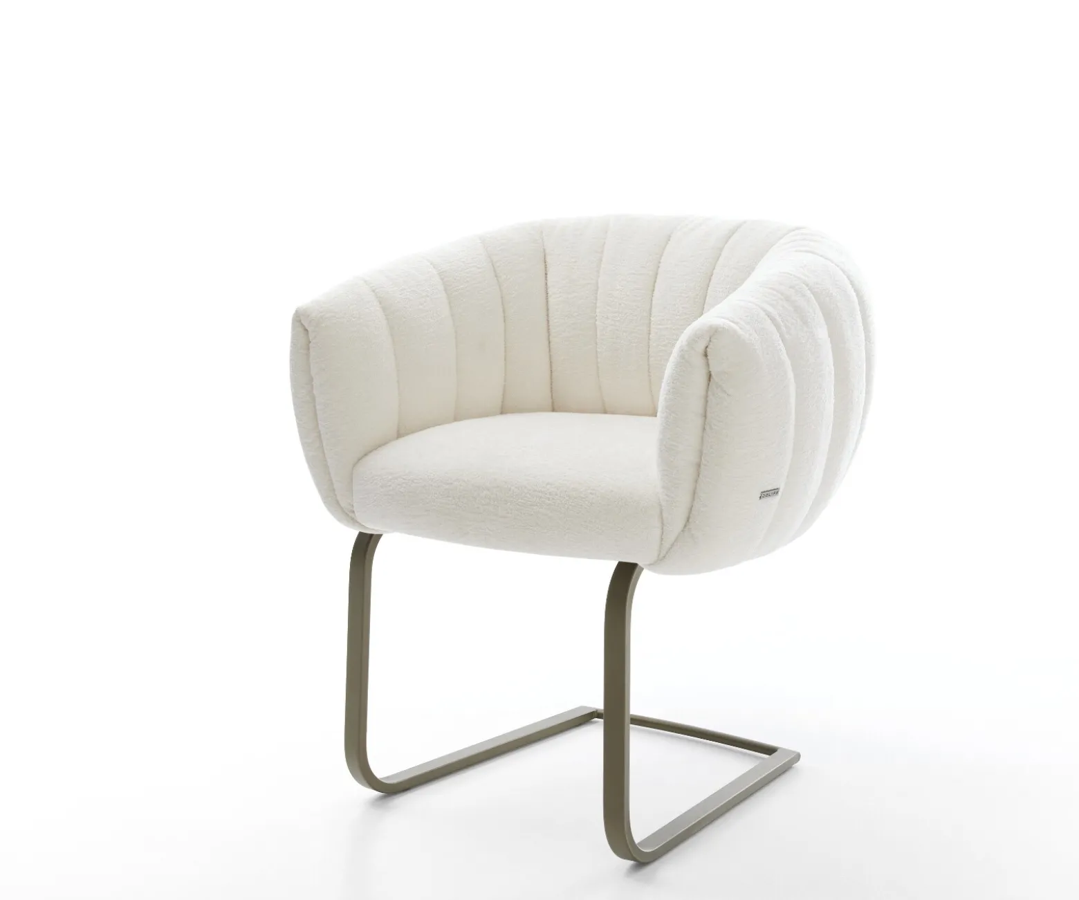 FreischwingerJada-Flex Bouclé Soft Beige Freischwinger flach Effektfinish Titan Taschenfederkern Sofort versandfertig