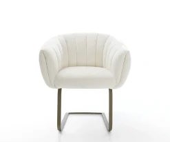 FreischwingerJada-Flex Bouclé Soft Beige Freischwinger flach Effektfinish Titan Taschenfederkern Sofort versandfertig