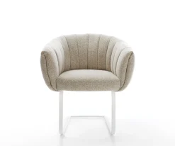 FreischwingerJada-Flex Webstoff Soft Beige Freischwinger flach Weiß Taschenfederkern Sofort versandfertig