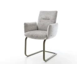 FreischwingerJova-Flex mit Armlehnen Chenille Silbergrau Freischwinger flach Effektfinish Titan Taschenfederkern Sofort versandfertig