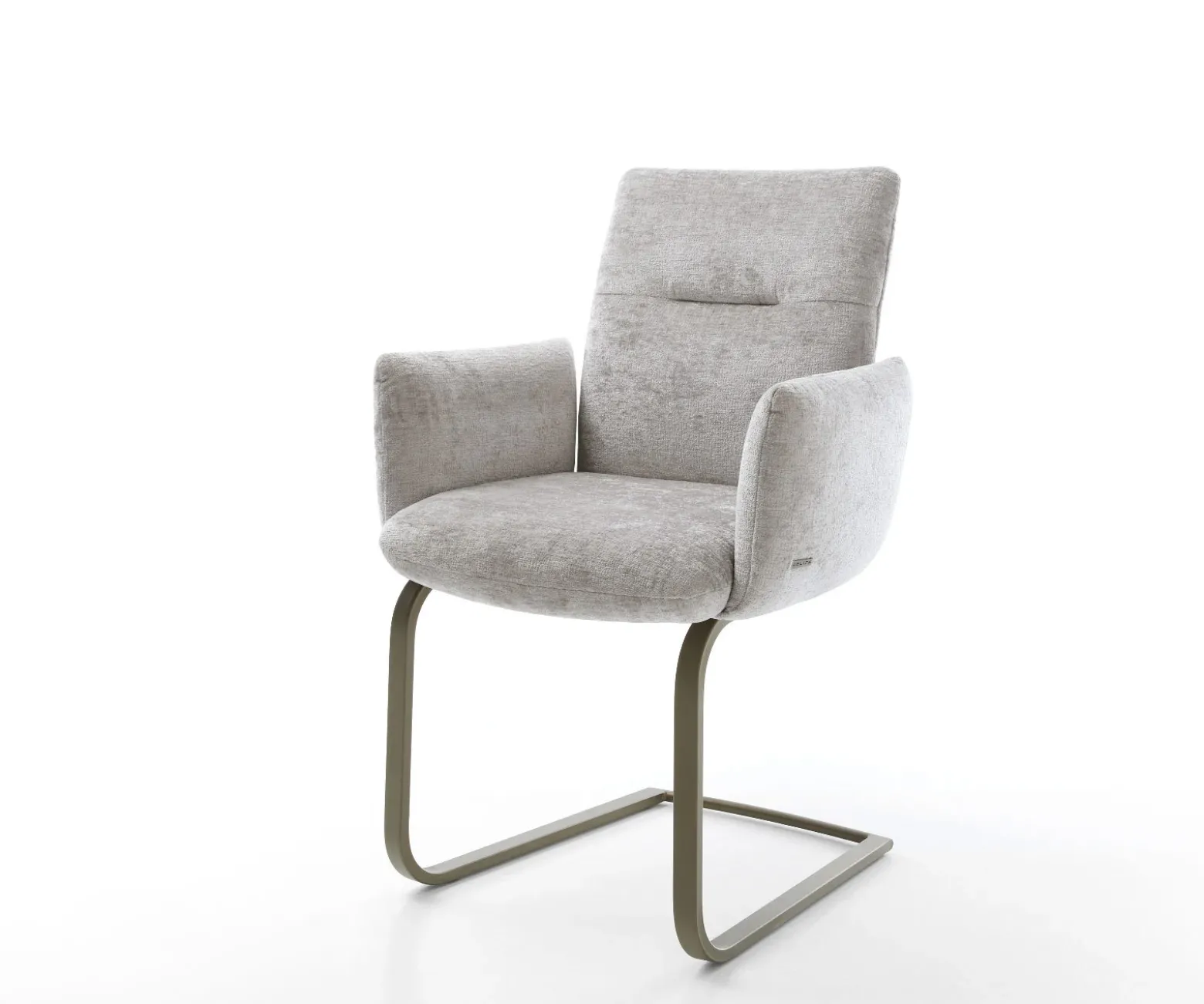 FreischwingerJova-Flex mit Armlehnen Chenille Silbergrau Freischwinger flach Effektfinish Titan Taschenfederkern Sofort versandfertig