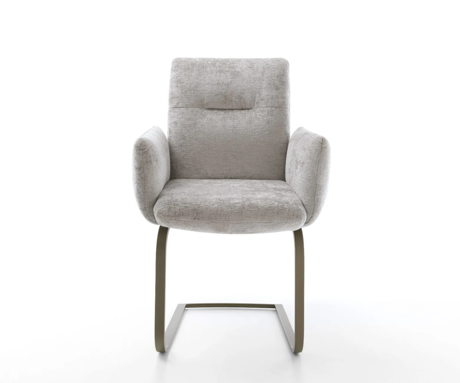 FreischwingerJova-Flex mit Armlehnen Chenille Silbergrau Freischwinger flach Effektfinish Titan Taschenfederkern Sofort versandfertig