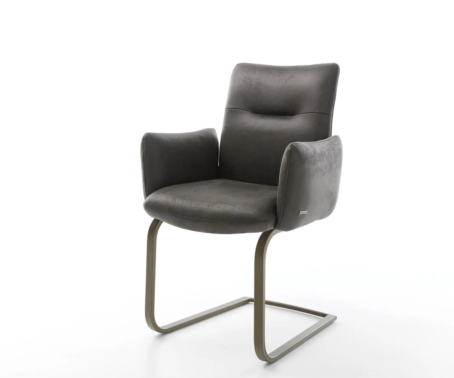 FreischwingerJova-Flex mit Armlehnen Mikrofaser Anthrazit Vintage Freischwinger flach Effektfinish Titan Taschenfederkern Sofort versandfertig