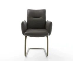 FreischwingerJova-Flex mit Armlehnen Mikrofaser Anthrazit Vintage Freischwinger flach Effektfinish Titan Taschenfederkern Sofort versandfertig