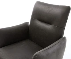 FreischwingerJova-Flex mit Armlehnen Mikrofaser Anthrazit Vintage Freischwinger flach Effektfinish Titan Taschenfederkern Sofort versandfertig