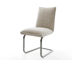 FreischwingerLelio-Flex Webstoff Soft Beige Freischwinger flach Graphit Taschenfederkern Sofort versandfertig