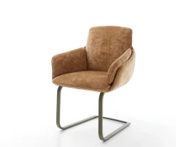 FreischwingerLuan-Flex mit Armlehnen Chenille Rost Freischwinger flach Effektfinish Titan Sofort versandfertig