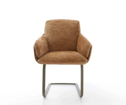 FreischwingerLuan-Flex mit Armlehnen Chenille Rost Freischwinger flach Effektfinish Titan Sofort versandfertig