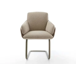 FreischwingerLuan-Flex mit Armlehnen Materialmix Schlamm Freischwinger flach Effektfinish Titan Sofort versandfertig