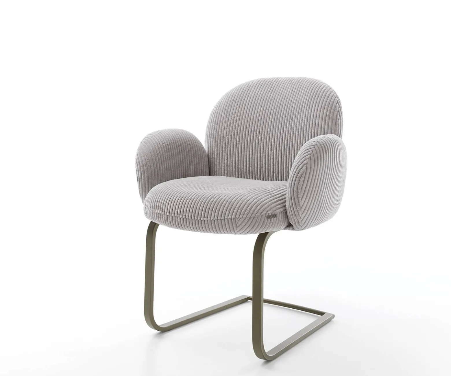 FreischwingerNube-Flex mit Armlehnen Cord Silbergrau Freischwinger flach Effektfinish Titan Taschenfederkern Sofort versandfertig