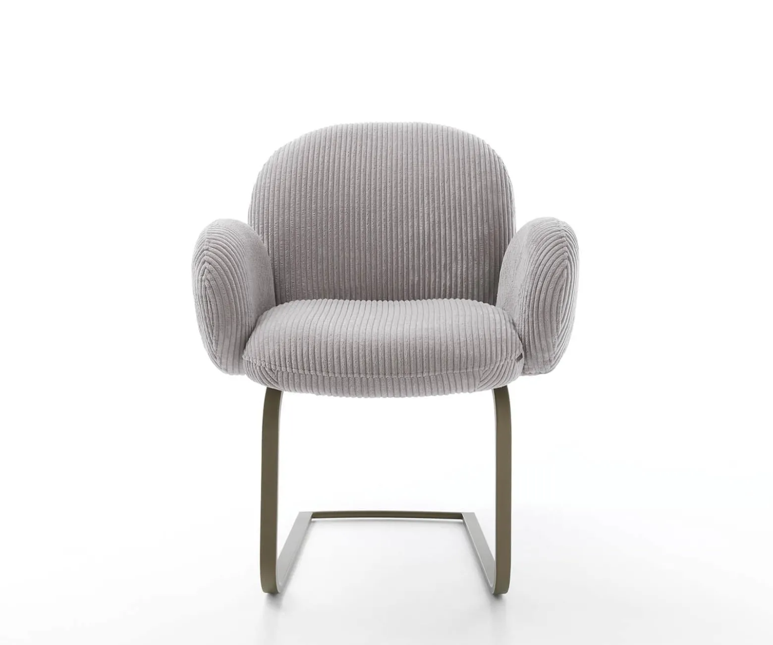 FreischwingerNube-Flex mit Armlehnen Cord Silbergrau Freischwinger flach Effektfinish Titan Taschenfederkern Sofort versandfertig