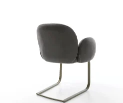 FreischwingerNube-Flex mit Armlehnen Mikrofaser Anthrazit Vintage Freischwinger flach Effektfinish Titan Taschenfederkern Sofort versandfertig