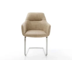FreischwingerPejo-Flex Mikrofaser Beige Vintage Freischwinger flach Edelstahl Taschenfederkern Sofort versandfertig