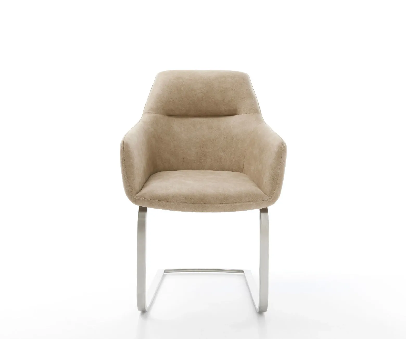 FreischwingerPejo-Flex Mikrofaser Beige Vintage Freischwinger flach Edelstahl Taschenfederkern Sofort versandfertig