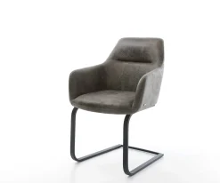 FreischwingerPejo-Flex Mikrofaser Grau Antik Freischwinger flach Schwarz Taschenfederkern Sofort versandfertig