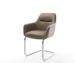 FreischwingerPejo-Flex Mikrofaser Taupe Vintage Freischwinger flach Edelstahl Taschenfederkern Sofort versandfertig