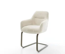 FreischwingerPejo-Flex Plüsch Creme-Weiß Freischwinger flach Effektfinish Titan Taschenfederkern Sofort versandfertig
