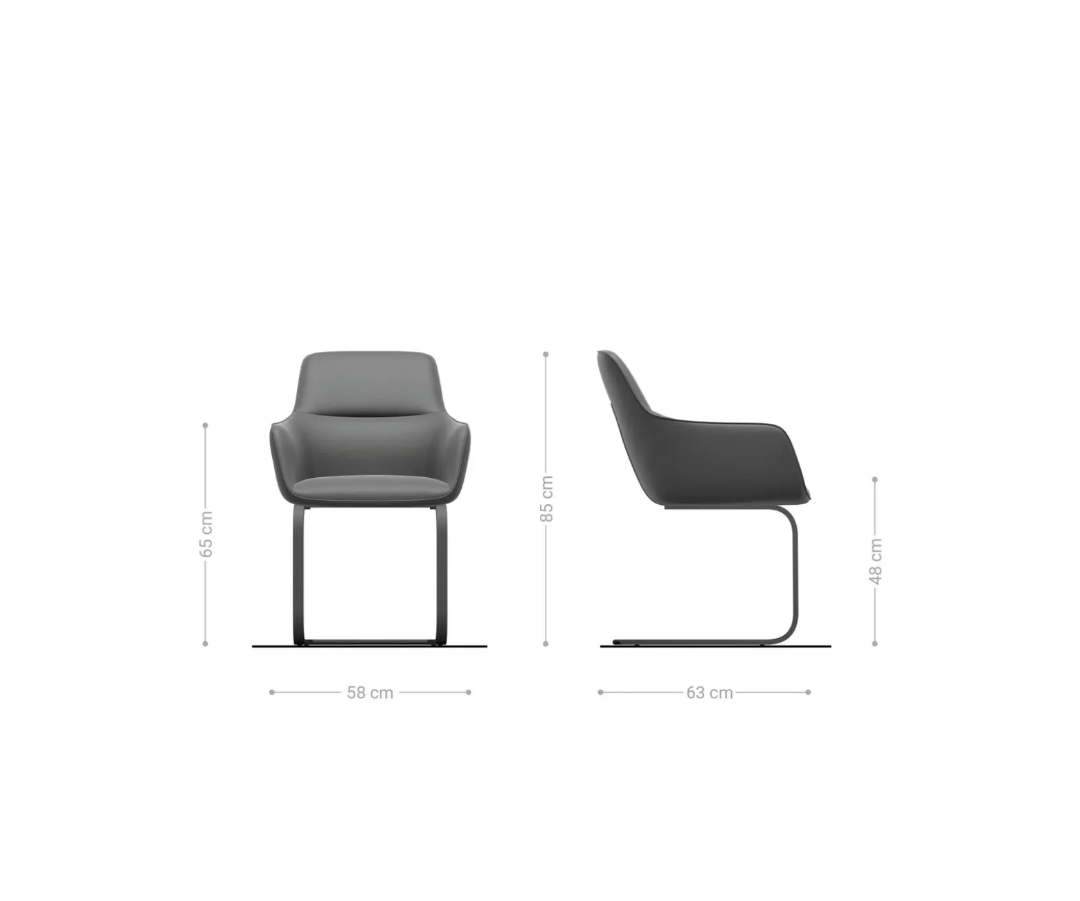 FreischwingerPejo-Flex Strukturstoff Soft Grau Freischwinger flach Schwarz Taschenfederkern Sofort versandfertig