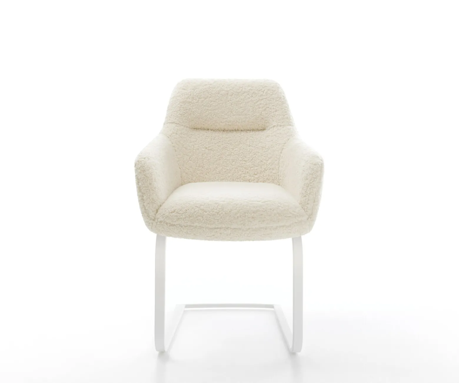 FreischwingerPejo-Flex Teddystoff Beige Freischwinger flach Weiß Taschenfederkern Sofort versandfertig