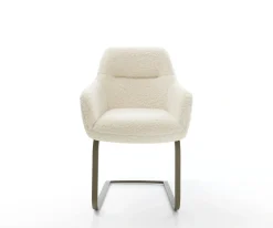 FreischwingerPejo-Flex Teddystoff Beige Freischwinger flach Effektfinish Titan Taschenfederkern Sofort versandfertig