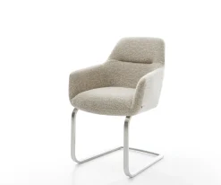 FreischwingerPejo-Flex Webstoff Soft Beige Freischwinger flach Edelstahl Taschenfederkern Sofort versandfertig