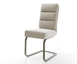 FreischwingerPela-Flex Webstoff Soft Beige Freischwinger flach Effektfinish Titan Taschenfederkern Sofort versandfertig