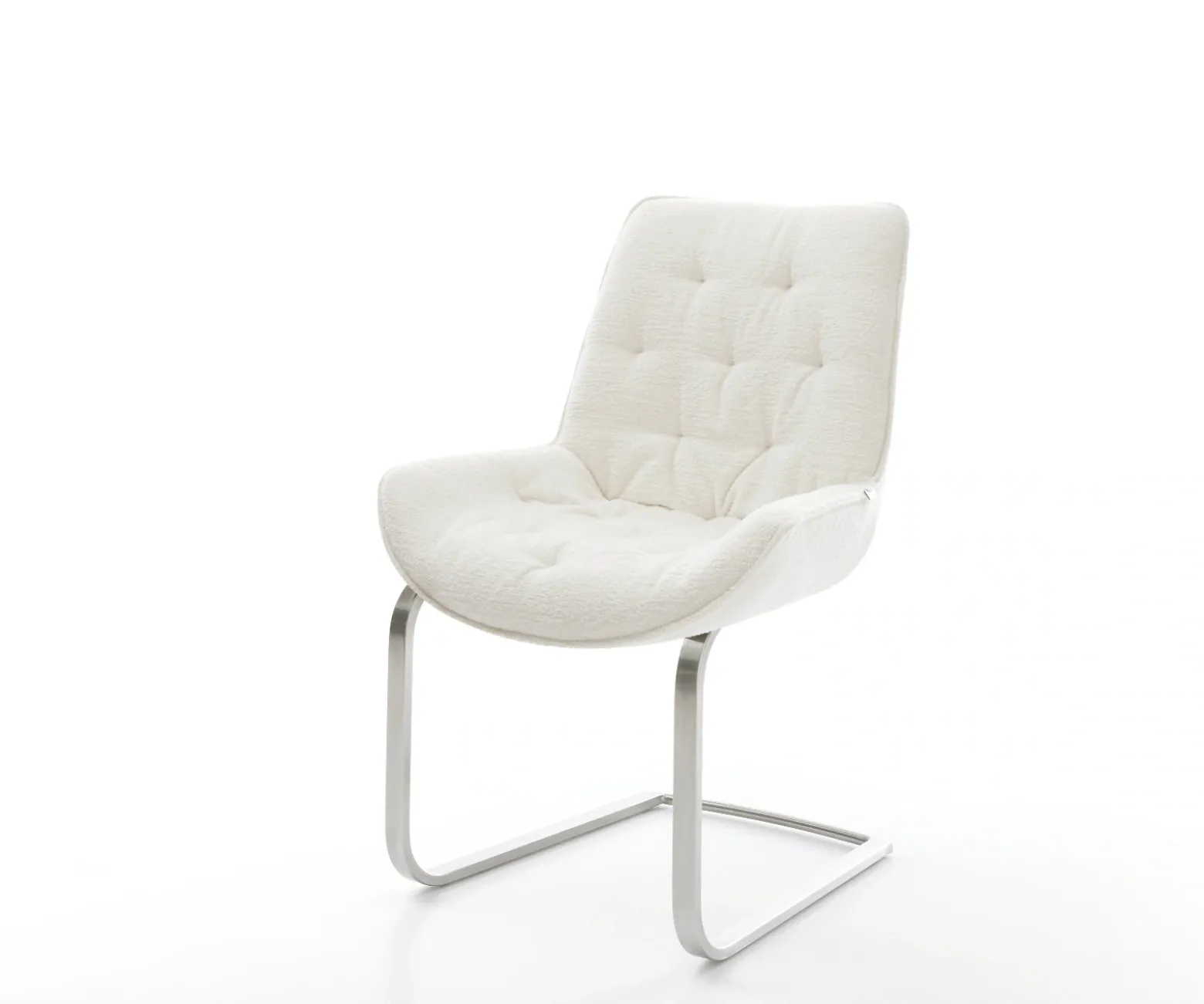 FreischwingerTaimi-Flex Bouclé Soft Beige Freischwinger flach Edelstahl Sofort versandfertig