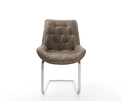FreischwingerTaimi-Flex Mikrofaser Taupe Vintage Freischwinger flach Edelstahl Sofort versandfertig