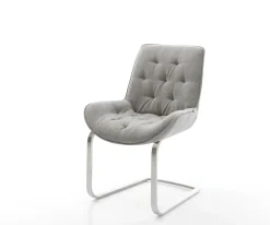 FreischwingerTaimi-Flex Strukturstoff Soft Grau Freischwinger flach Edelstahl Sofort versandfertig