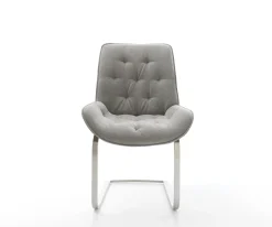 FreischwingerTaimi-Flex Strukturstoff Soft Grau Freischwinger flach Edelstahl Sofort versandfertig