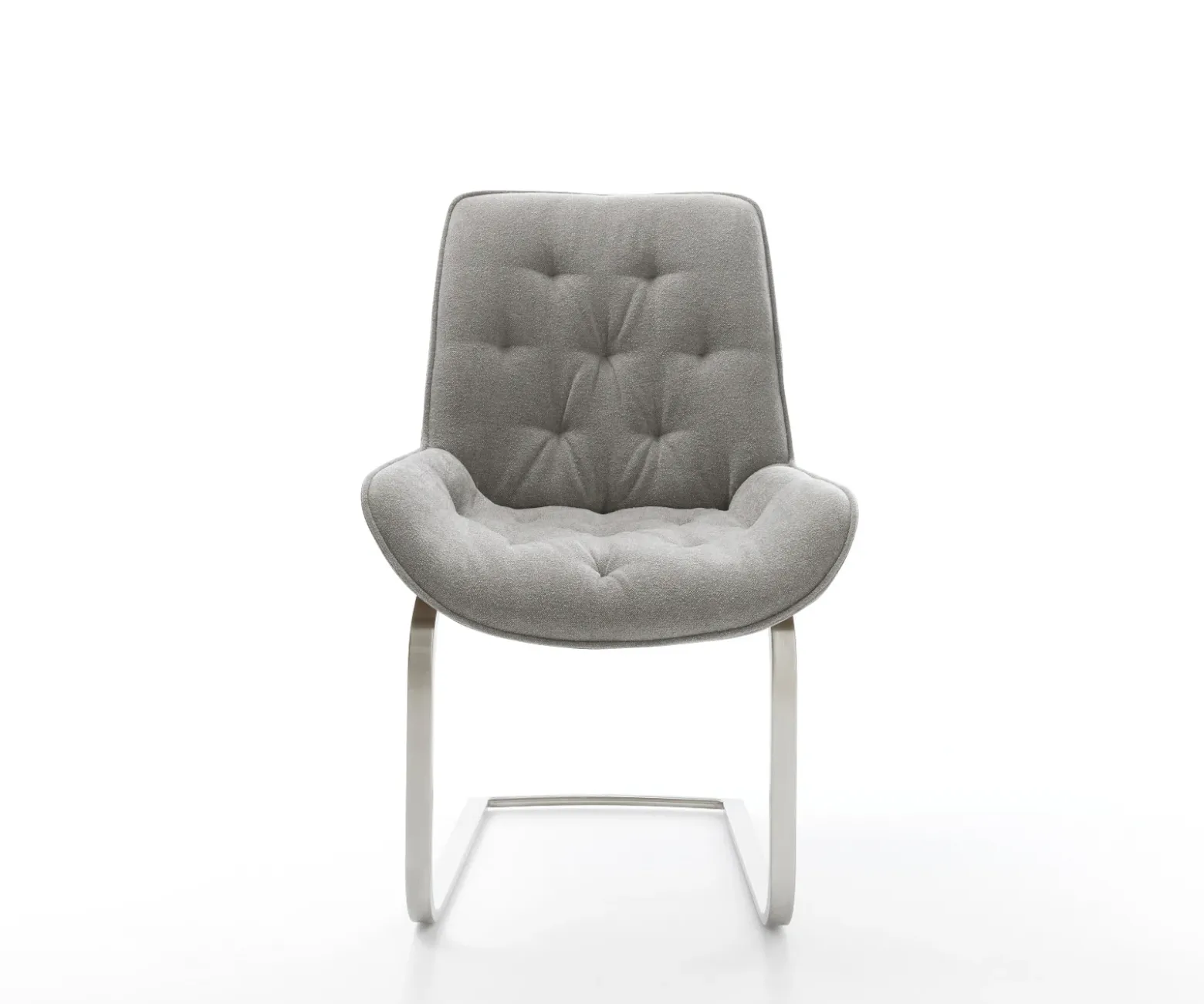 FreischwingerTaimi-Flex Strukturstoff Soft Grau Freischwinger flach Edelstahl Sofort versandfertig