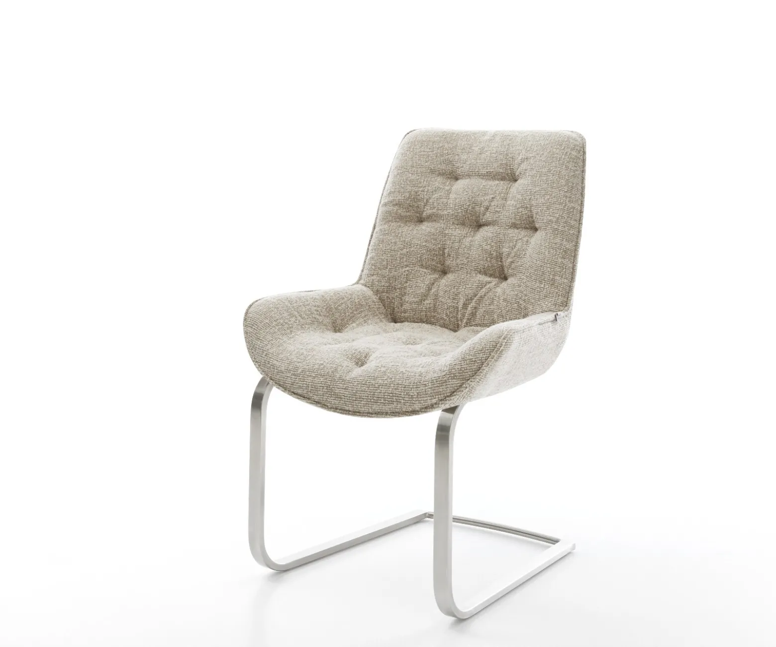 FreischwingerTaimi-Flex Webstoff Soft Beige Freischwinger flach Edelstahl Sofort versandfertig