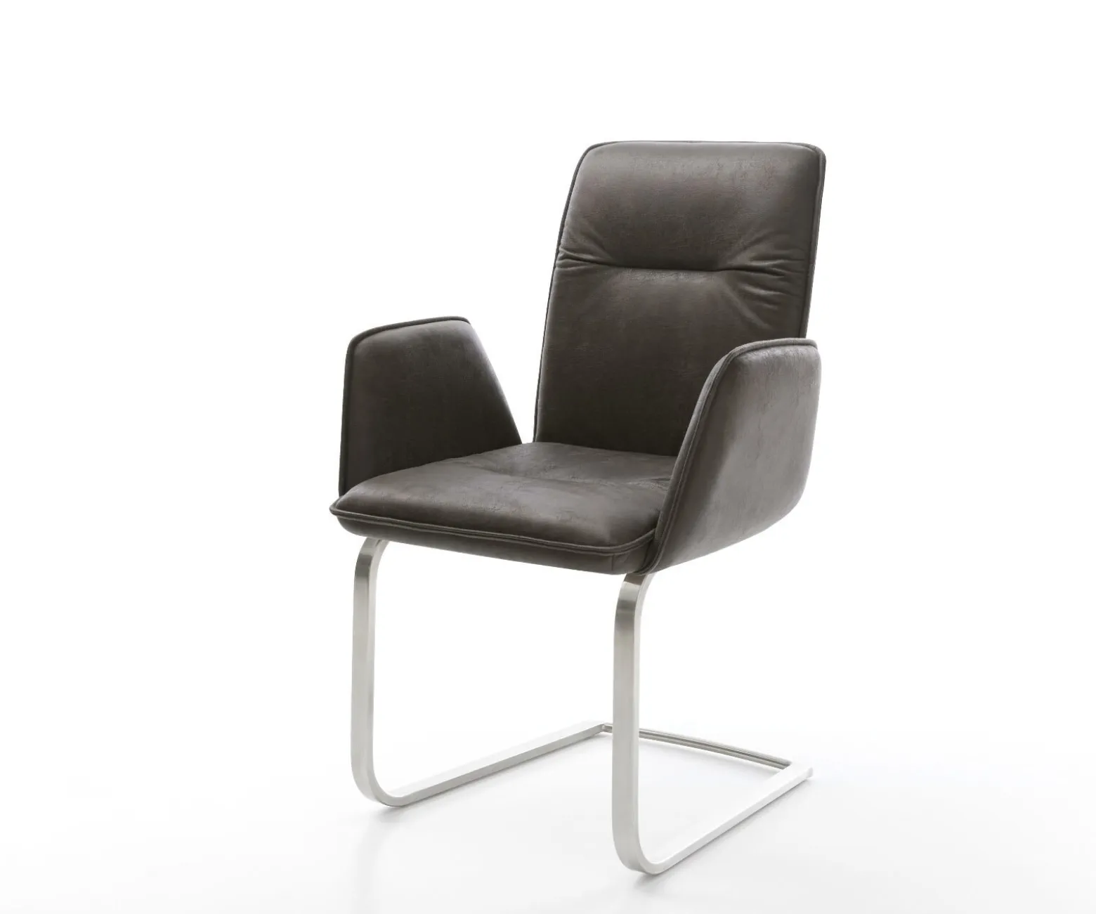 FreischwingerVinja-Flex Mikrofaser Anthrazit Vintage Freischwinger flach Edelstahl Sofort versandfertig