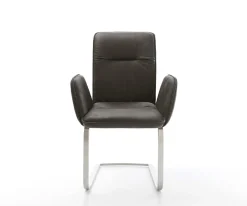 FreischwingerVinja-Flex Mikrofaser Anthrazit Vintage Freischwinger flach Edelstahl Sofort versandfertig