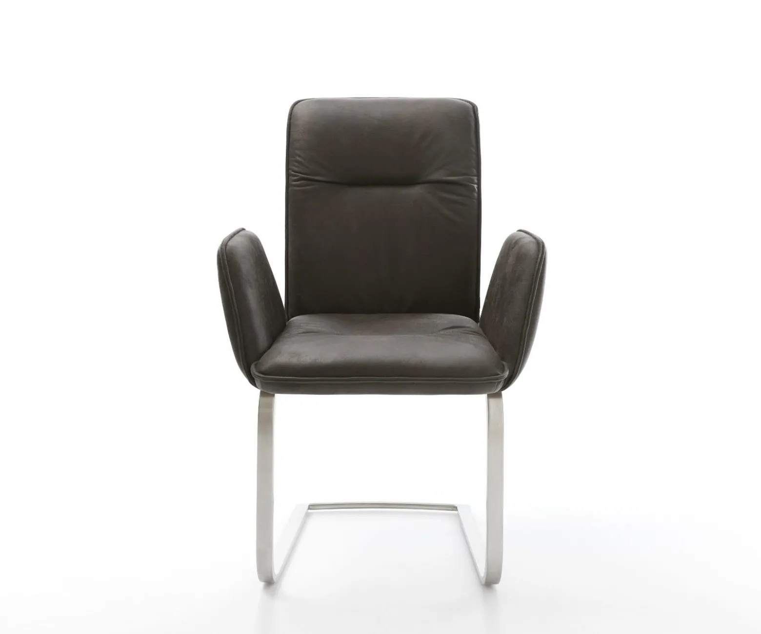 FreischwingerVinja-Flex Mikrofaser Anthrazit Vintage Freischwinger flach Edelstahl Sofort versandfertig