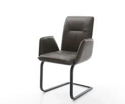 FreischwingerVinja-Flex Mikrofaser Anthrazit Vintage Freischwinger flach Schwarz Sofort versandfertig