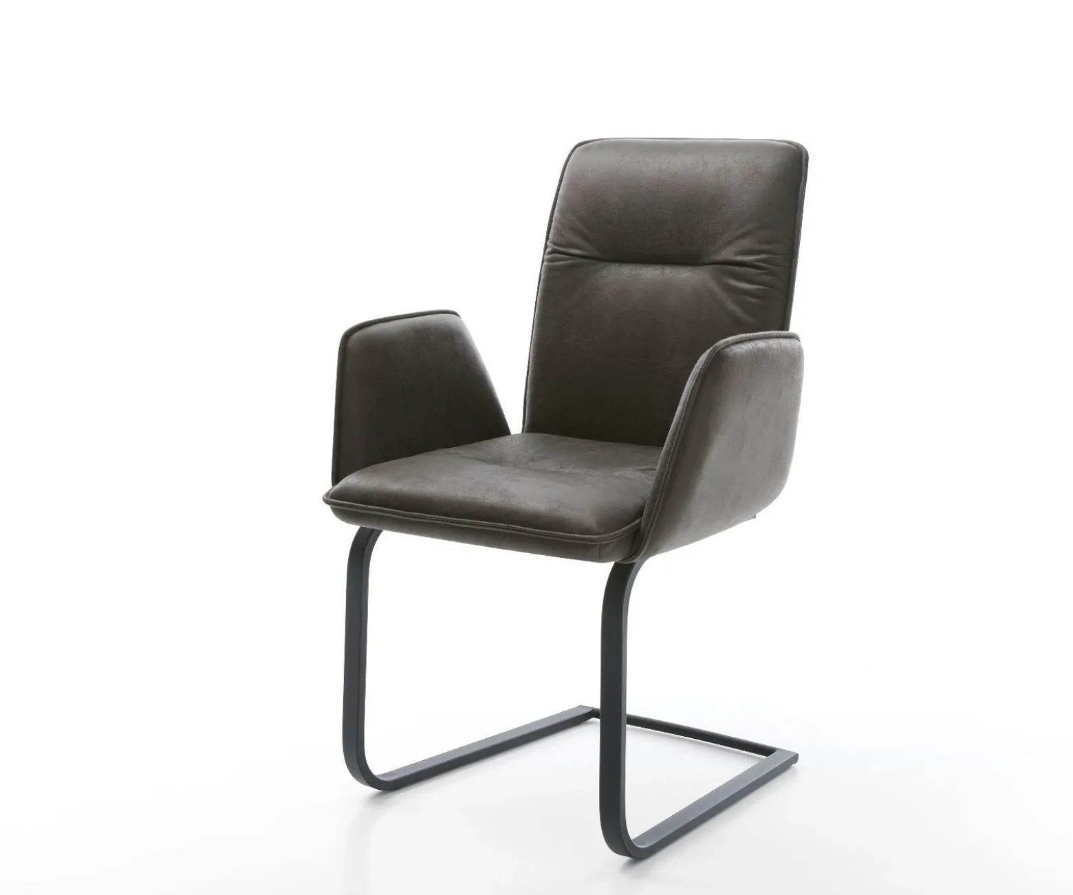 FreischwingerVinja-Flex Mikrofaser Anthrazit Vintage Freischwinger flach Schwarz Sofort versandfertig