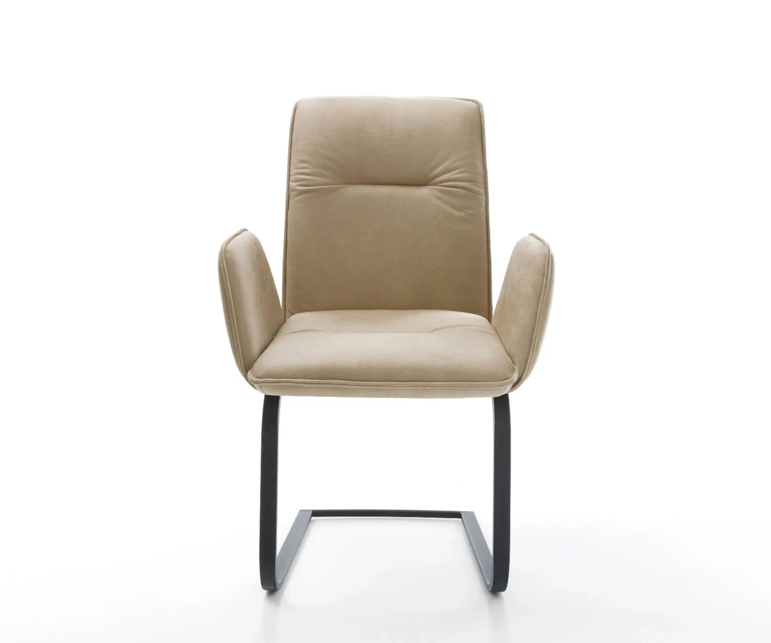 FreischwingerVinja-Flex Mikrofaser Beige Vintage Freischwinger flach Schwarz Sofort versandfertig