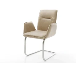 FreischwingerVinja-Flex Mikrofaser Beige Vintage Freischwinger flach Edelstahl Sofort versandfertig