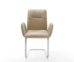 FreischwingerVinja-Flex Mikrofaser Beige Vintage Freischwinger flach Edelstahl Sofort versandfertig