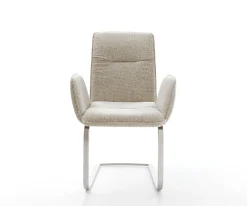 FreischwingerVinja-Flex Webstoff Soft Beige Freischwinger flach Edelstahl Sofort versandfertig