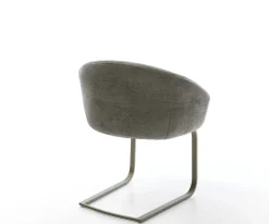 FreischwingerVinka-Flex mit Armlehnen Bouclé Soft Schlamm Freischwinger flach Effektfinish Titan Taschenfederkern Sofort versandfertig
