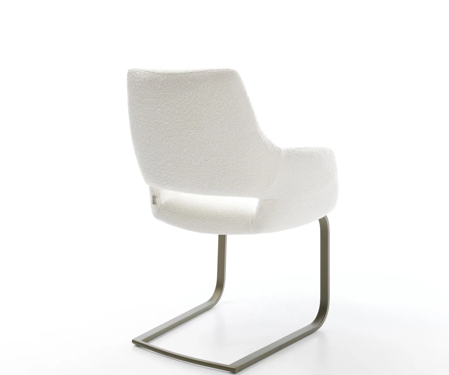 FreischwingerYago-Flex mit Armlehnen Bouclé Creme-Weiß Freischwinger flach Effektfinish Titan Taschenfederkern Sofort versandfertig