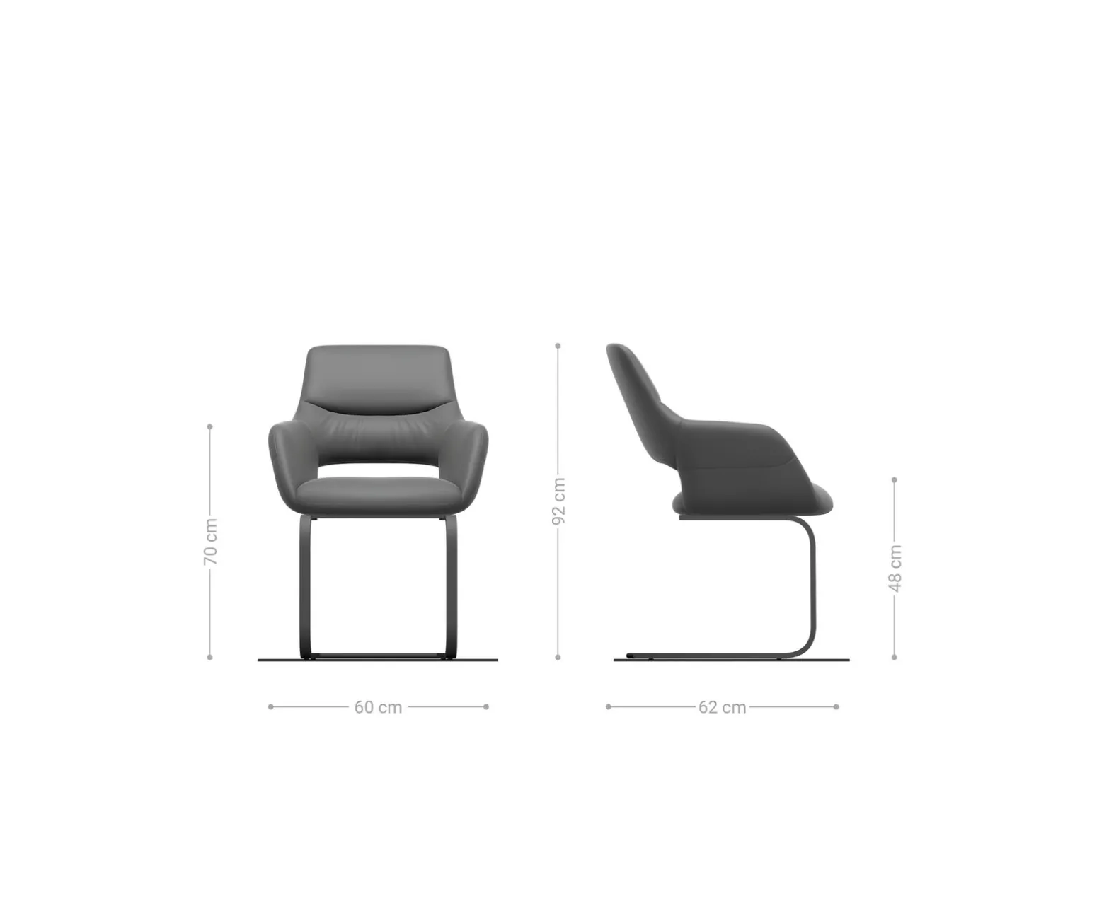 FreischwingerYago-Flex mit Armlehnen Bouclé Schlamm Freischwinger flach Effektfinish Titan Taschenfederkern Sofort versandfertig