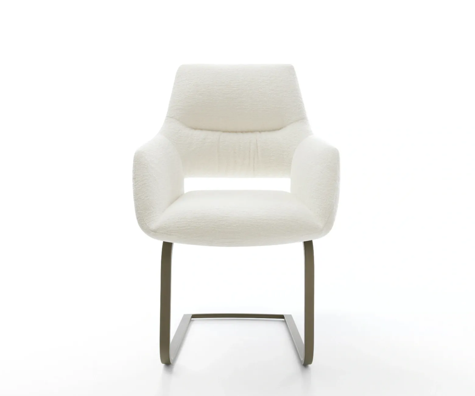 FreischwingerYago-Flex mit Armlehnen Bouclé Soft Beige Freischwinger flach Effektfinish Titan Taschenfederkern Sofort versandfertig