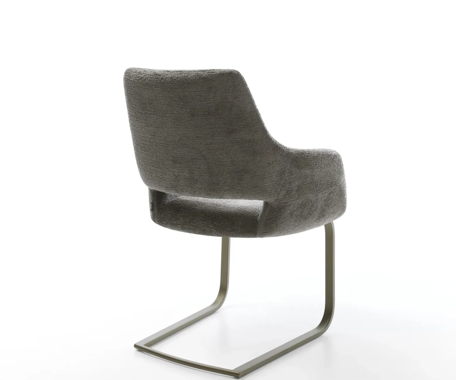 FreischwingerYago-Flex mit Armlehnen Bouclé Soft Schlamm Freischwinger flach Effektfinish Titan Taschenfederkern Sofort versandfertig
