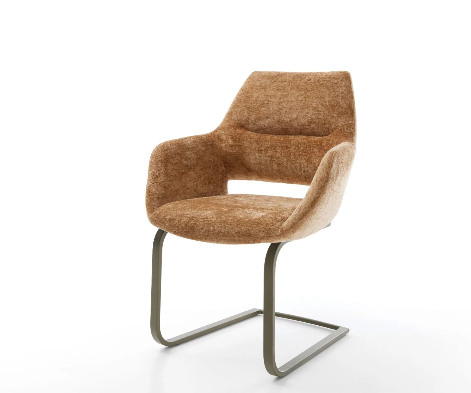 FreischwingerYago-Flex mit Armlehnen Chenille Rost Freischwinger flach Effektfinish Titan Taschenfederkern Sofort versandfertig